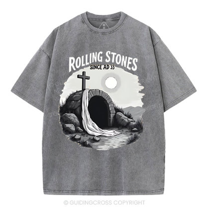 He is Risen Rolling Stones Christian Washed T-Shirt