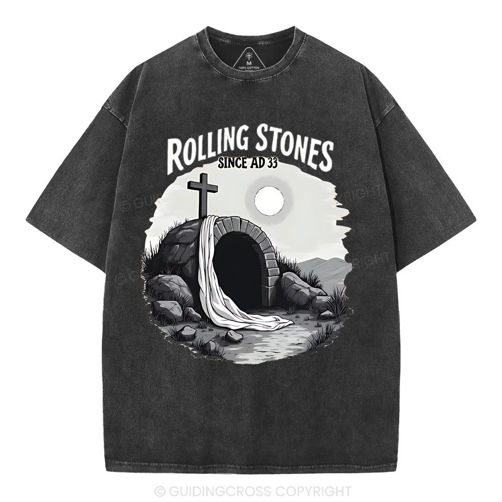 He is Risen Rolling Stones Christian Washed T-Shirt