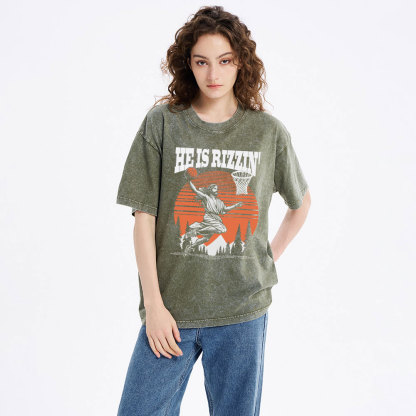 He is Rizzin Jesus Chrsitian Washed T-Shirt