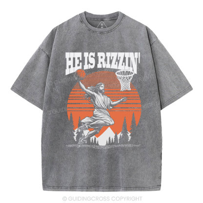 He is Rizzin Jesus Chrsitian Washed T-Shirt