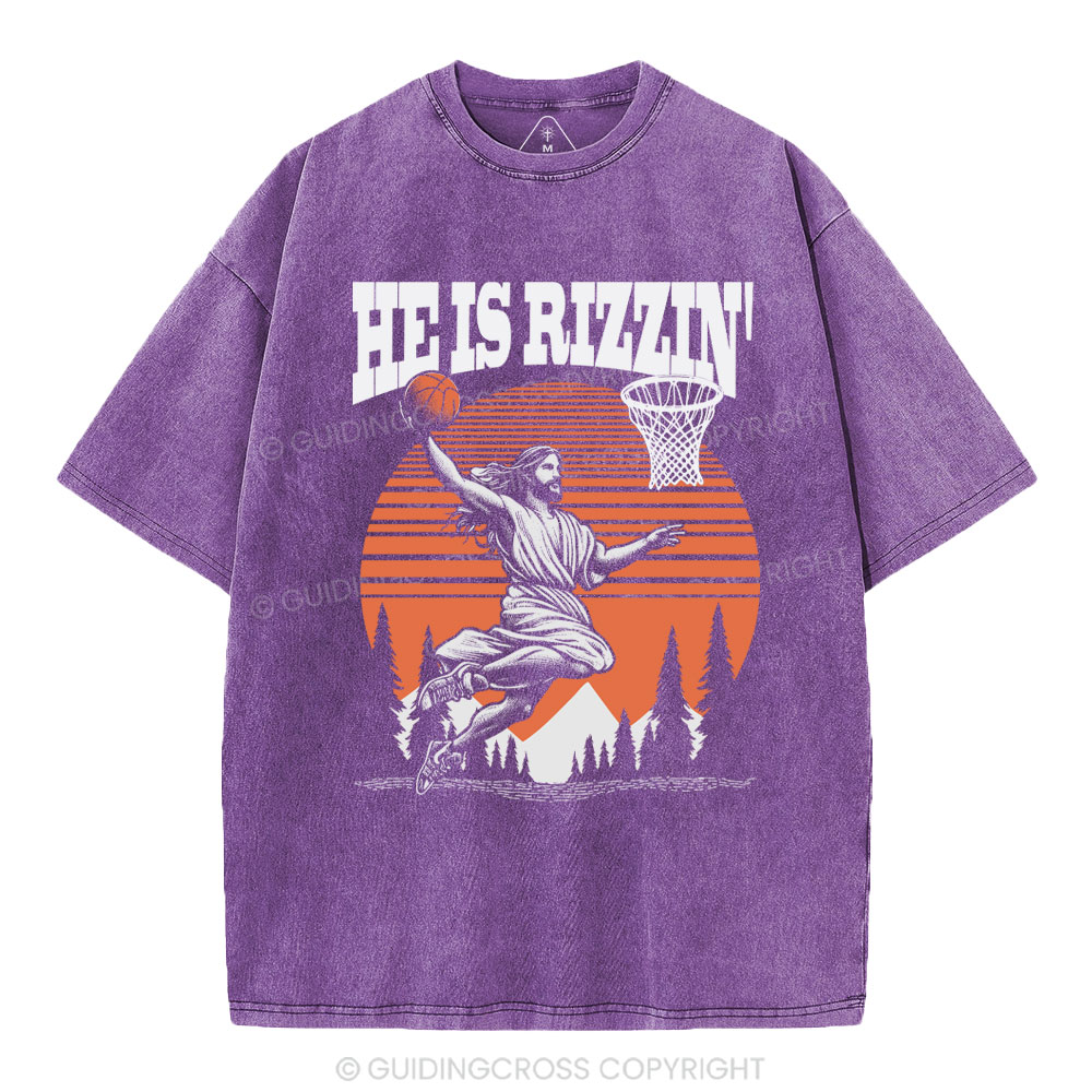 He is Rizzin Jesus Chrsitian Washed T-Shirt