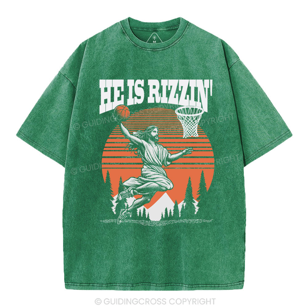 He is Rizzin Jesus Chrsitian Washed T-Shirt