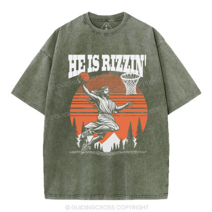 He is Rizzin Jesus Chrsitian Washed T-Shirt