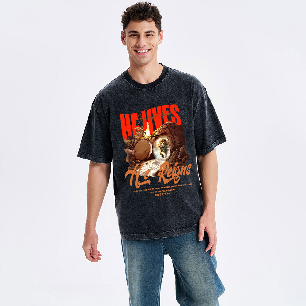 He is not here Christian Washed T-Shirt