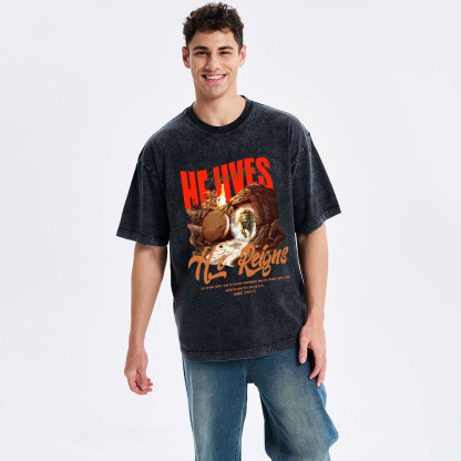 He is not here Christian Washed T-Shirt