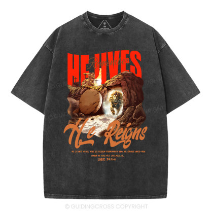 He is not here Christian Washed T-Shirt