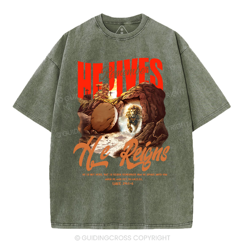 He is not here Christian Washed T-Shirt