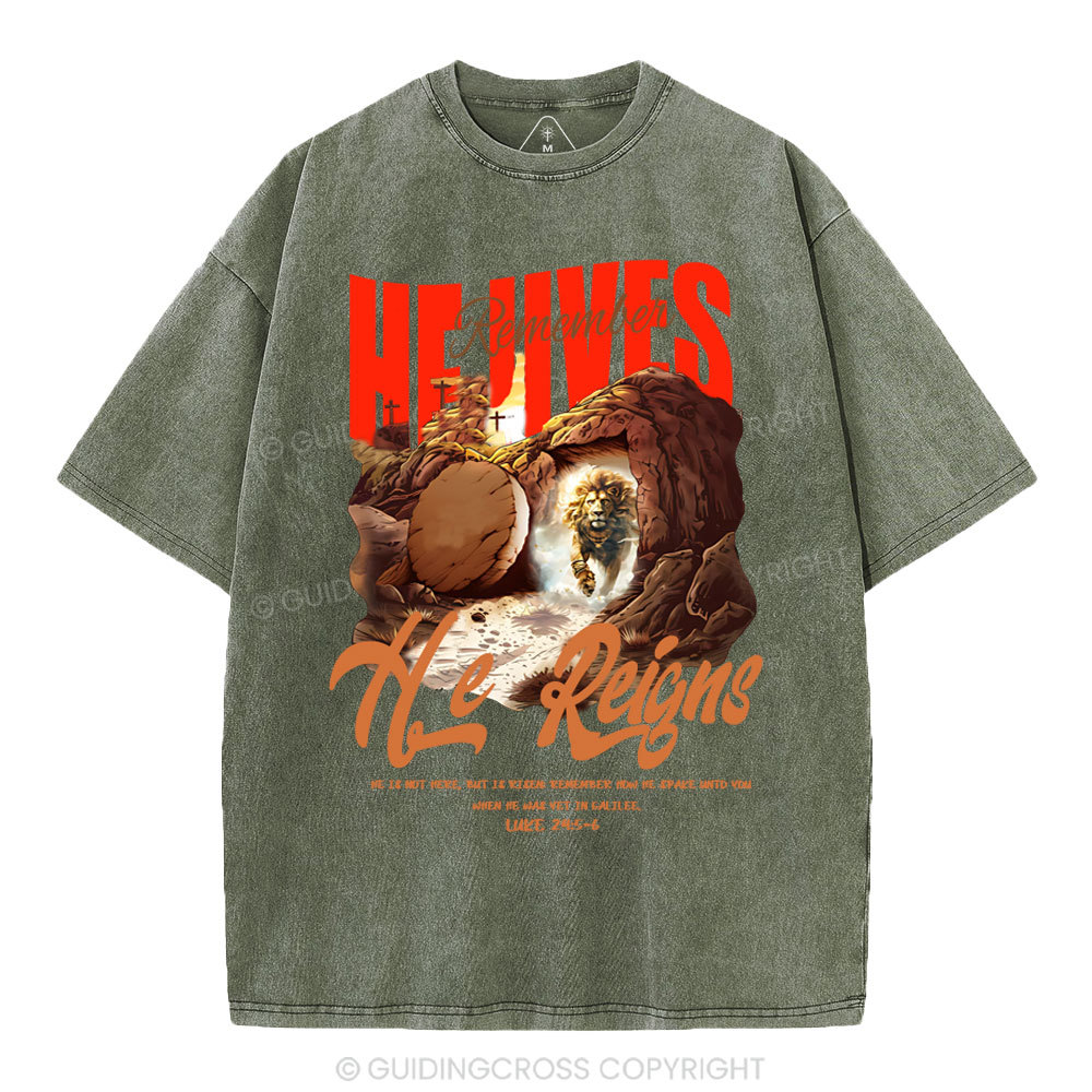 He is not here Christian Washed T-Shirt