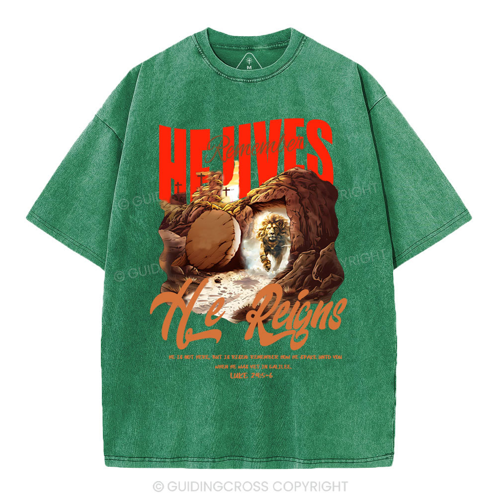 He is not here Christian Washed T-Shirt