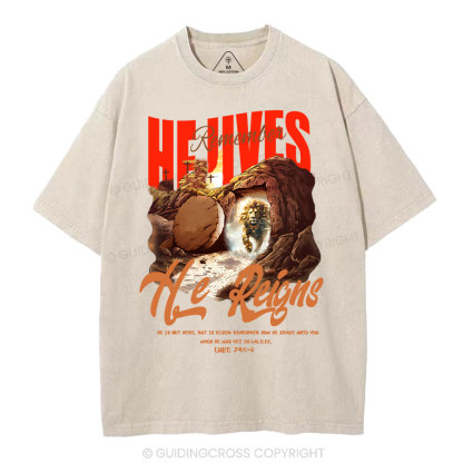 He is not here Christian Washed T-Shirt