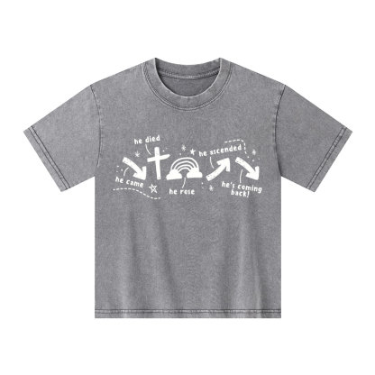 He's Coming Back Christian Kid Washed T-Shirt