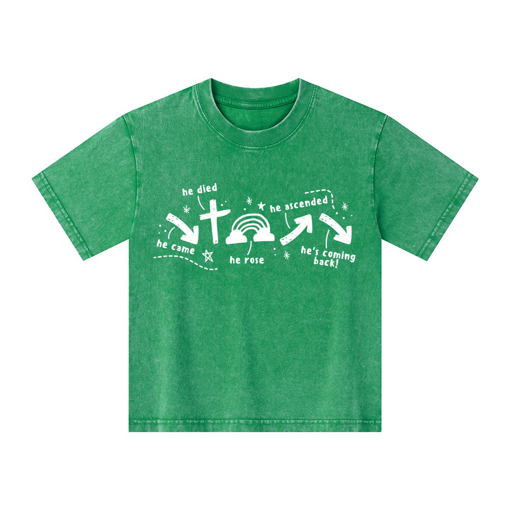 He's Coming Back Christian Kid Washed T-Shirt