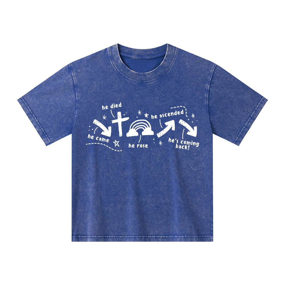 He's Coming Back Christian Kid Washed T-Shirt