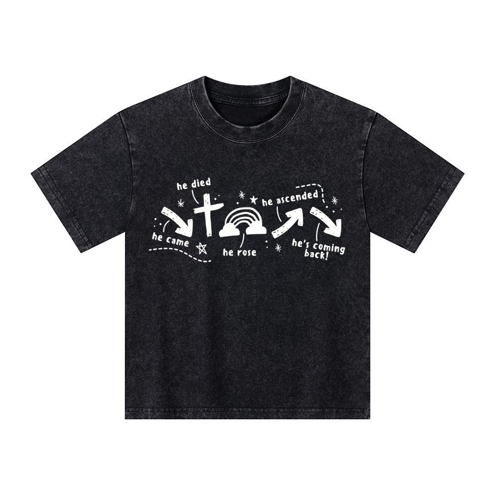 He's Coming Back Christian Kid Washed T-Shirt