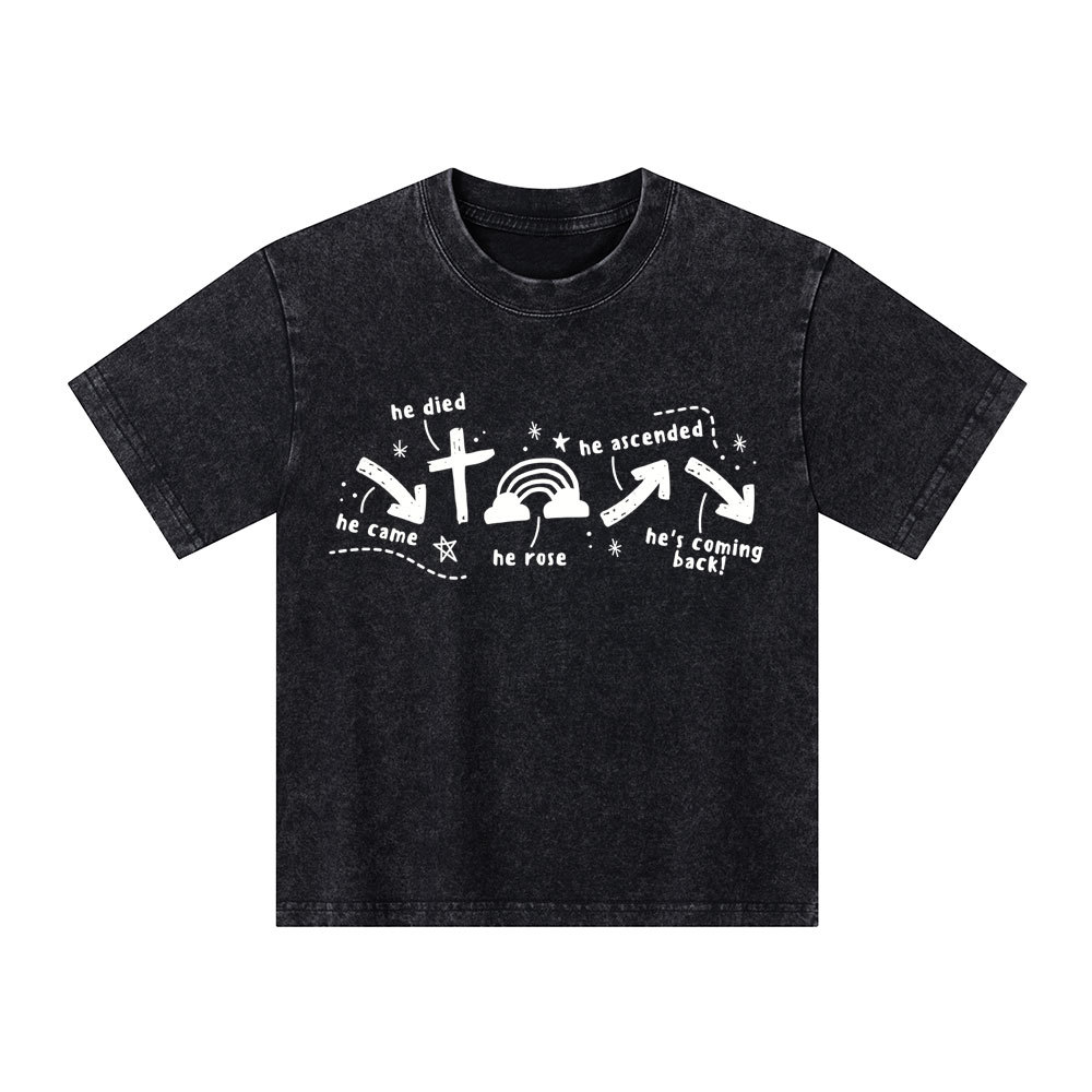 He's Coming Back Christian Kid Washed T-Shirt