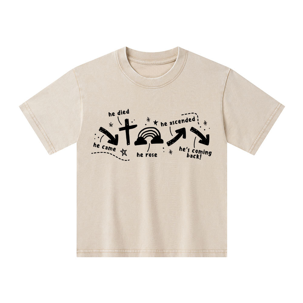 He's Coming Back Christian Kid Washed T-Shirt
