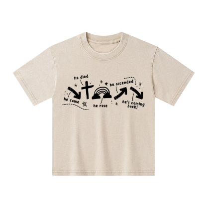 He's Coming Back Christian Kid Washed T-Shirt
