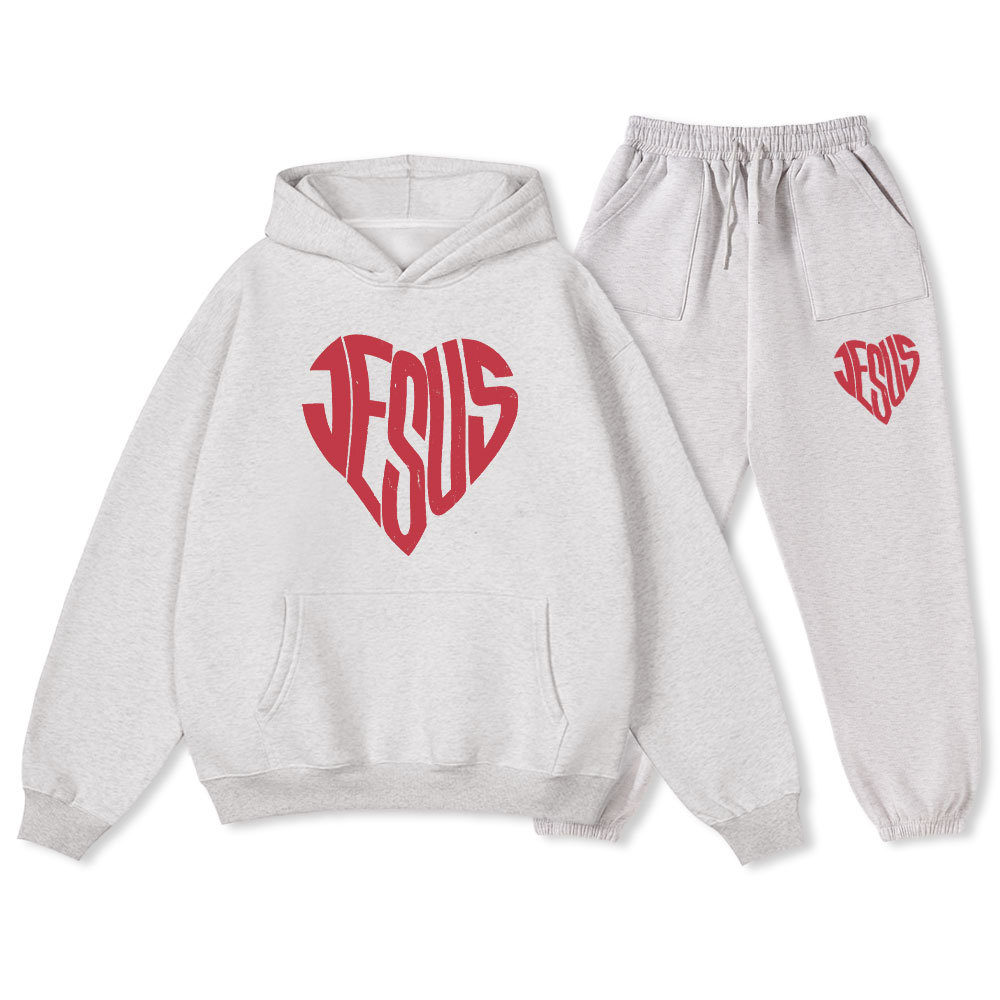 Heart Of Jesus Christian Fleece Hoodie Set