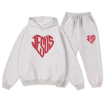 Heart Of Jesus Christian Fleece Hoodie Set