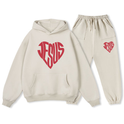 Heart Of Jesus Christian Fleece Hoodie Set