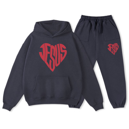 Heart Of Jesus Christian Fleece Hoodie Set