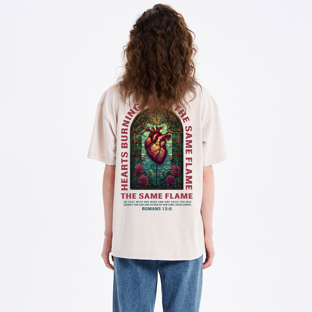 Hearts Burning With THe Same Flame  Christian Washed T-Shirt