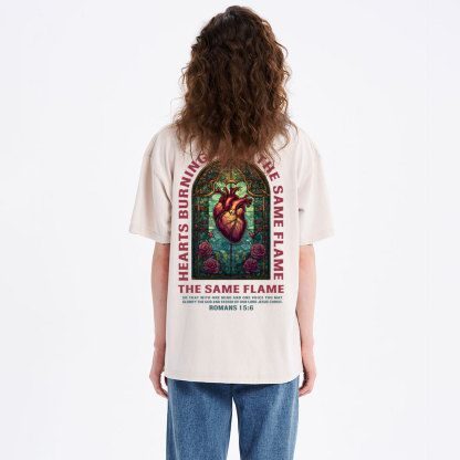 Hearts Burning With THe Same Flame  Christian Washed T-Shirt