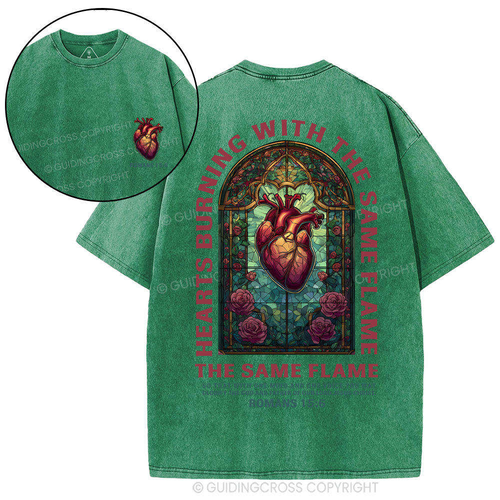 Hearts Burning With THe Same Flame  Christian Washed T-Shirt