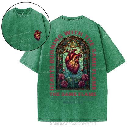 Hearts Burning With THe Same Flame  Christian Washed T-Shirt