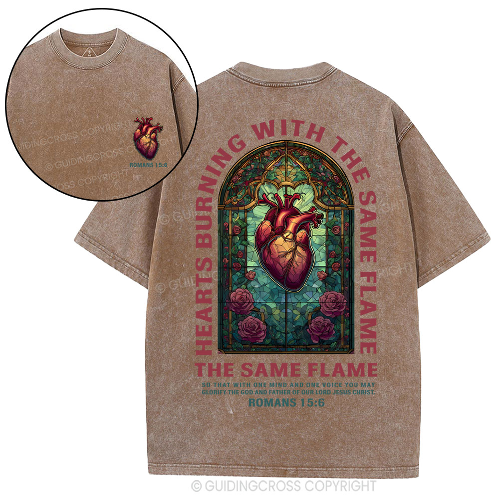 Hearts Burning With THe Same Flame  Christian Washed T-Shirt