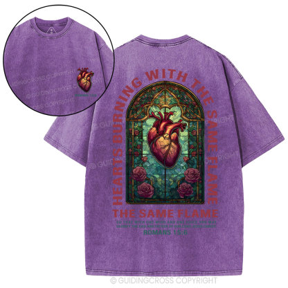 Hearts Burning With THe Same Flame  Christian Washed T-Shirt