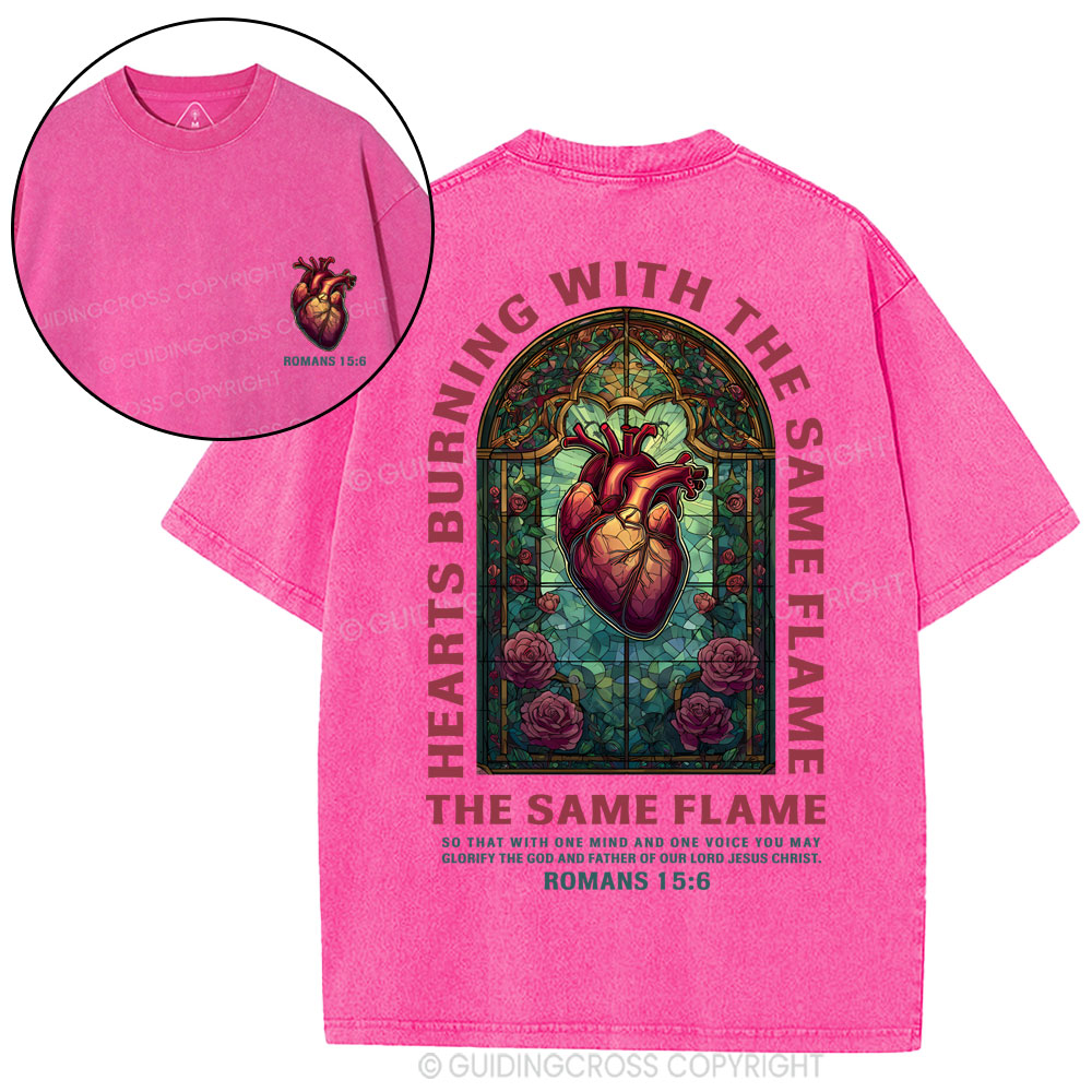 Hearts Burning With THe Same Flame  Christian Washed T-Shirt