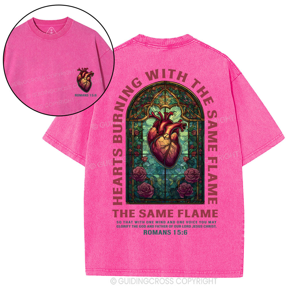 Hearts Burning With THe Same Flame  Christian Washed T-Shirt