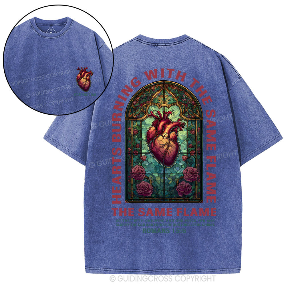 Hearts Burning With THe Same Flame  Christian Washed T-Shirt