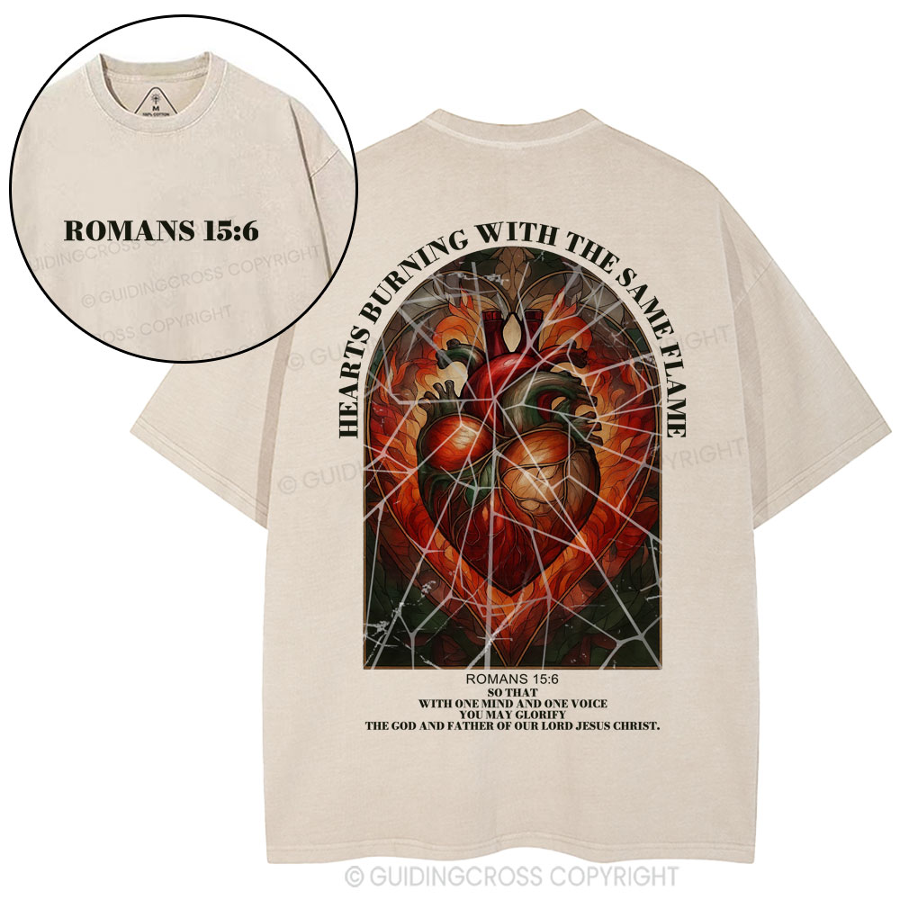Hearts Burning With The Same Flame Christian Washed T-Shirt