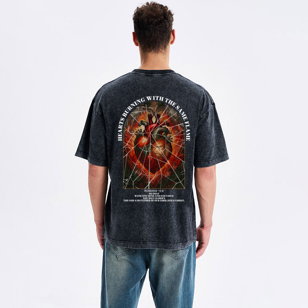 Hearts Burning With The Same Flame Christian Washed T-Shirt