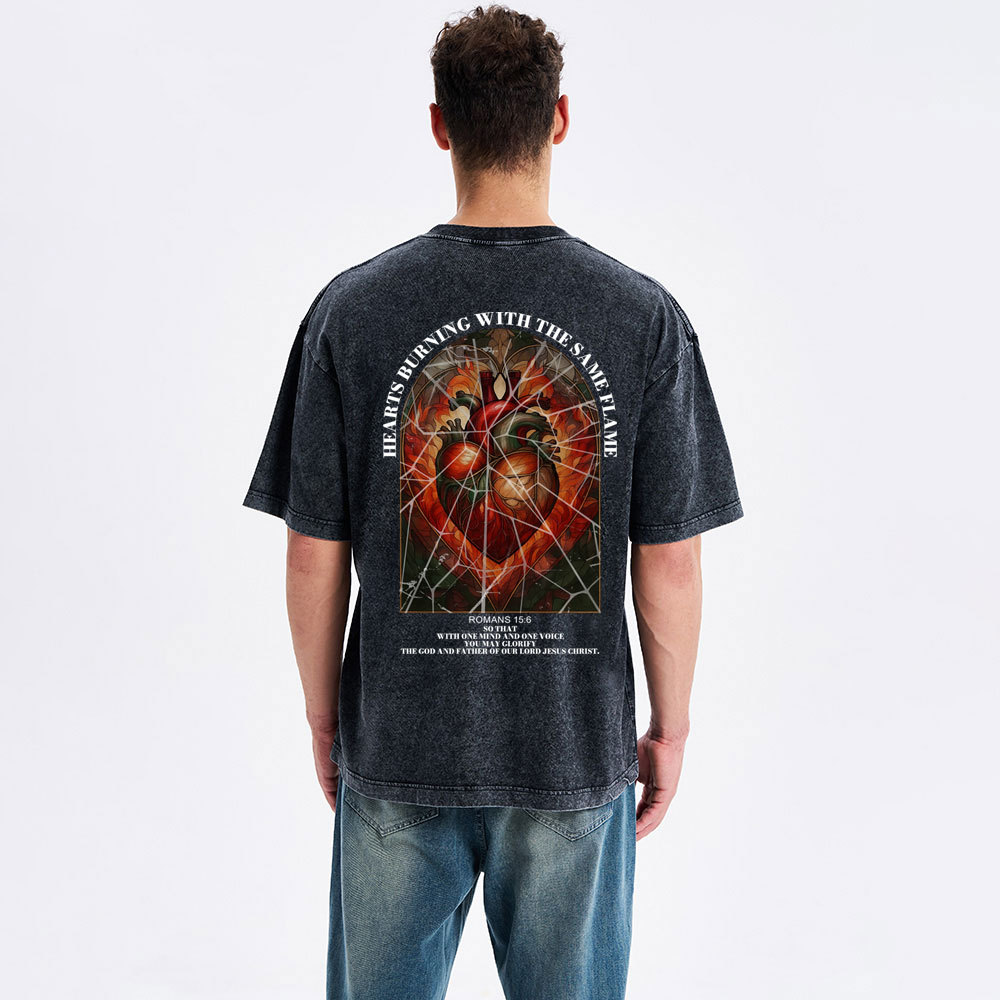 Hearts Burning With The Same Flame Christian Washed T-Shirt