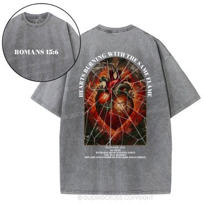 Hearts Burning With The Same Flame Christian Washed T-Shirt