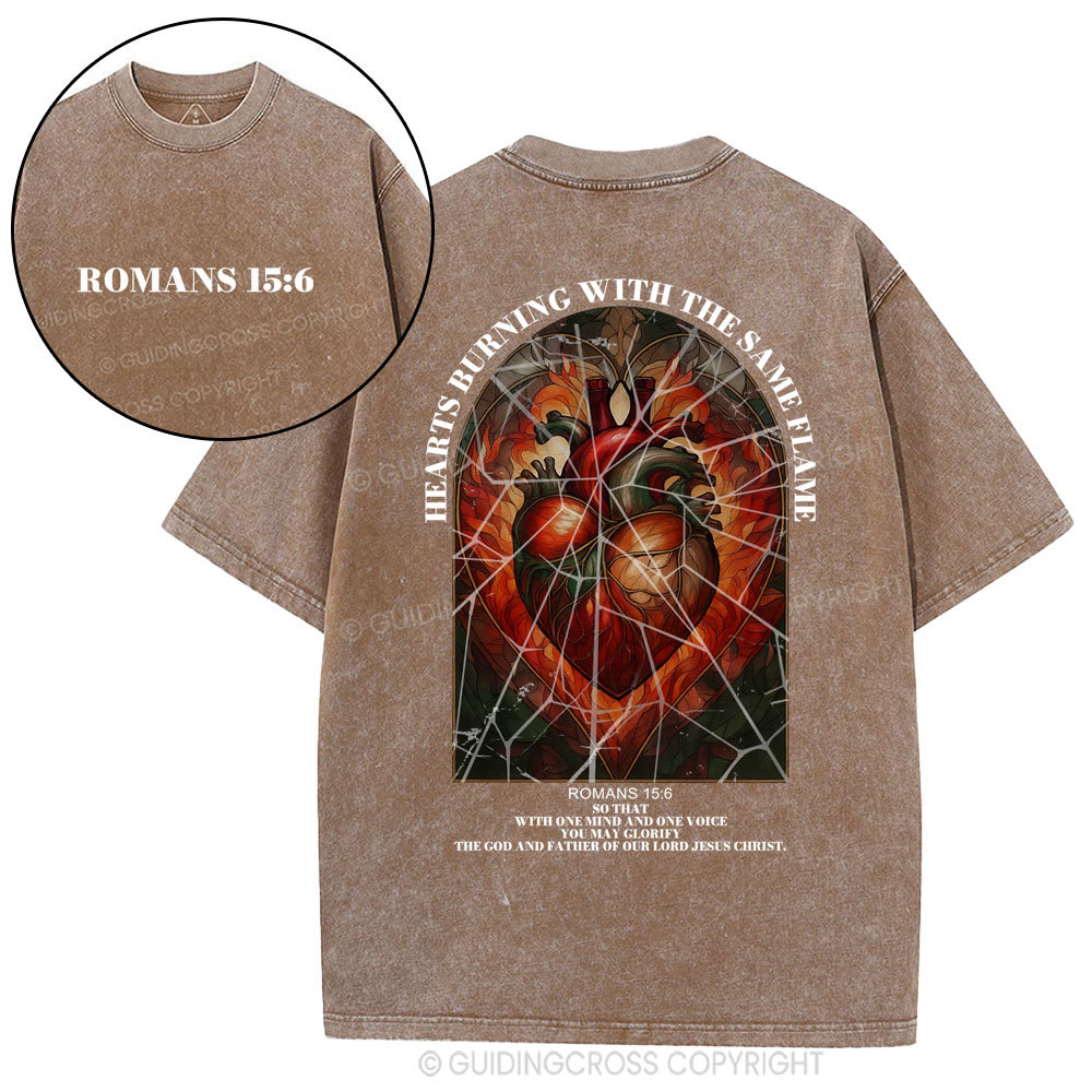 Hearts Burning With The Same Flame Christian Washed T-Shirt