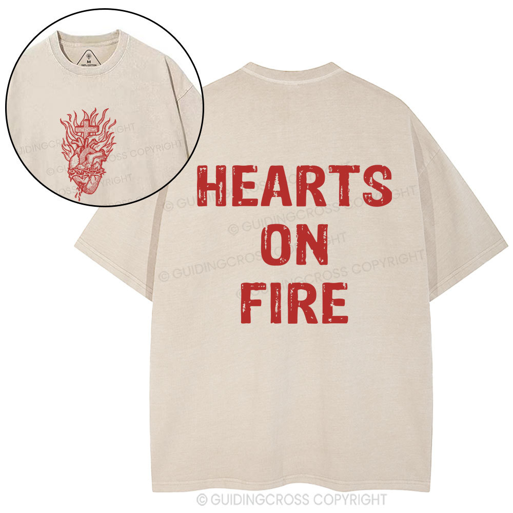 Hearts On Fire Christian Washed T-Shirt