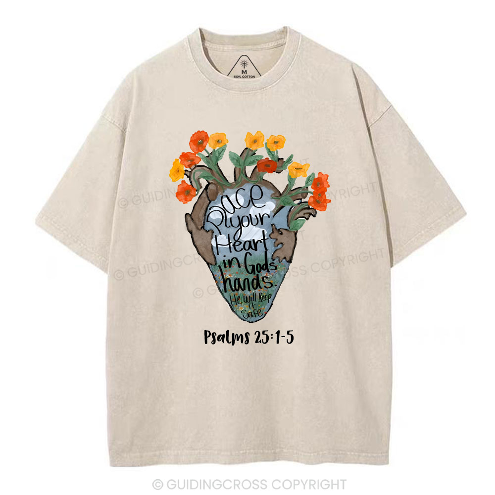 Hearts in Gods Hands  Christian Washed T-Shirt