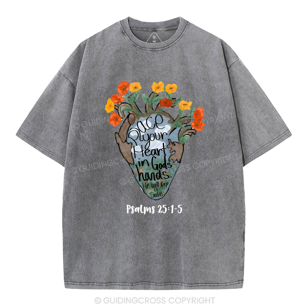 Hearts in Gods Hands  Christian Washed T-Shirt