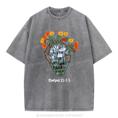 Hearts in Gods Hands  Christian Washed T-Shirt