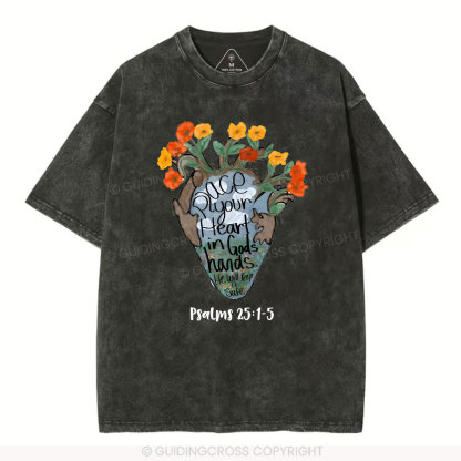 Hearts in Gods Hands  Christian Washed T-Shirt