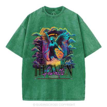 Heaven Awaits Christian Washed T-Shirt