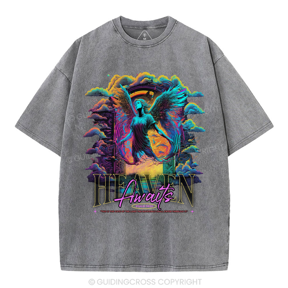 Heaven Awaits Christian Washed T-Shirt
