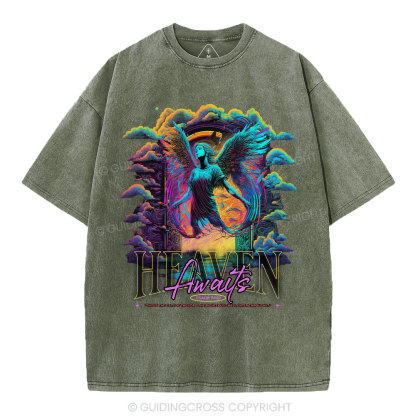 Heaven Awaits Christian Washed T-Shirt
