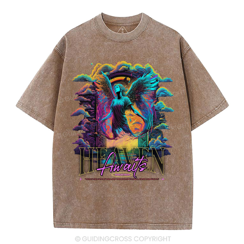 Heaven Awaits Christian Washed T-Shirt