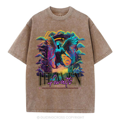 Heaven Awaits Christian Washed T-Shirt