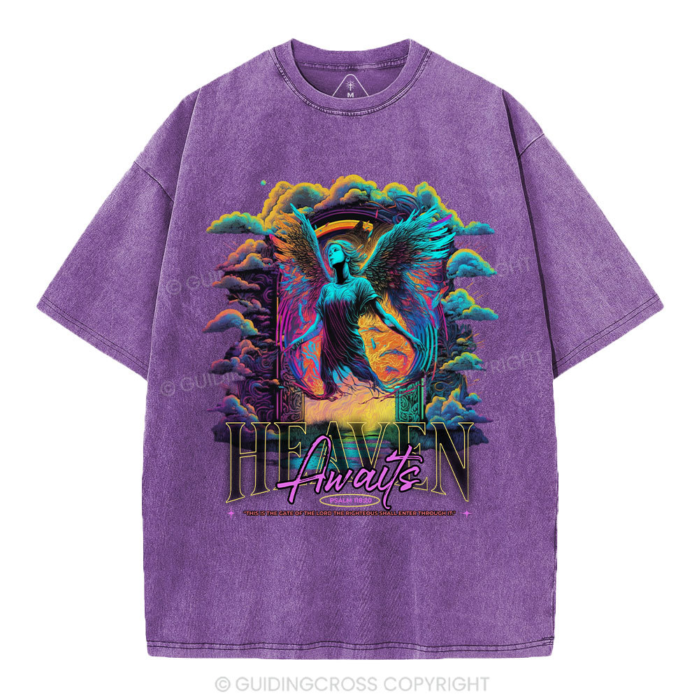 Heaven Awaits Christian Washed T-Shirt